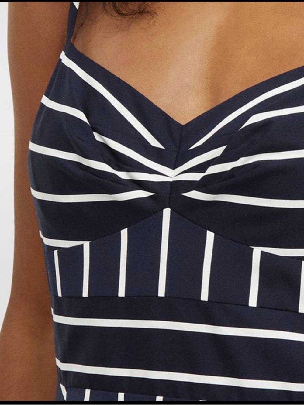 NWT! Veronica Beard Blige Stripe A-Line Midi Dress Navy/White Size 10 - Picture 3 of 8